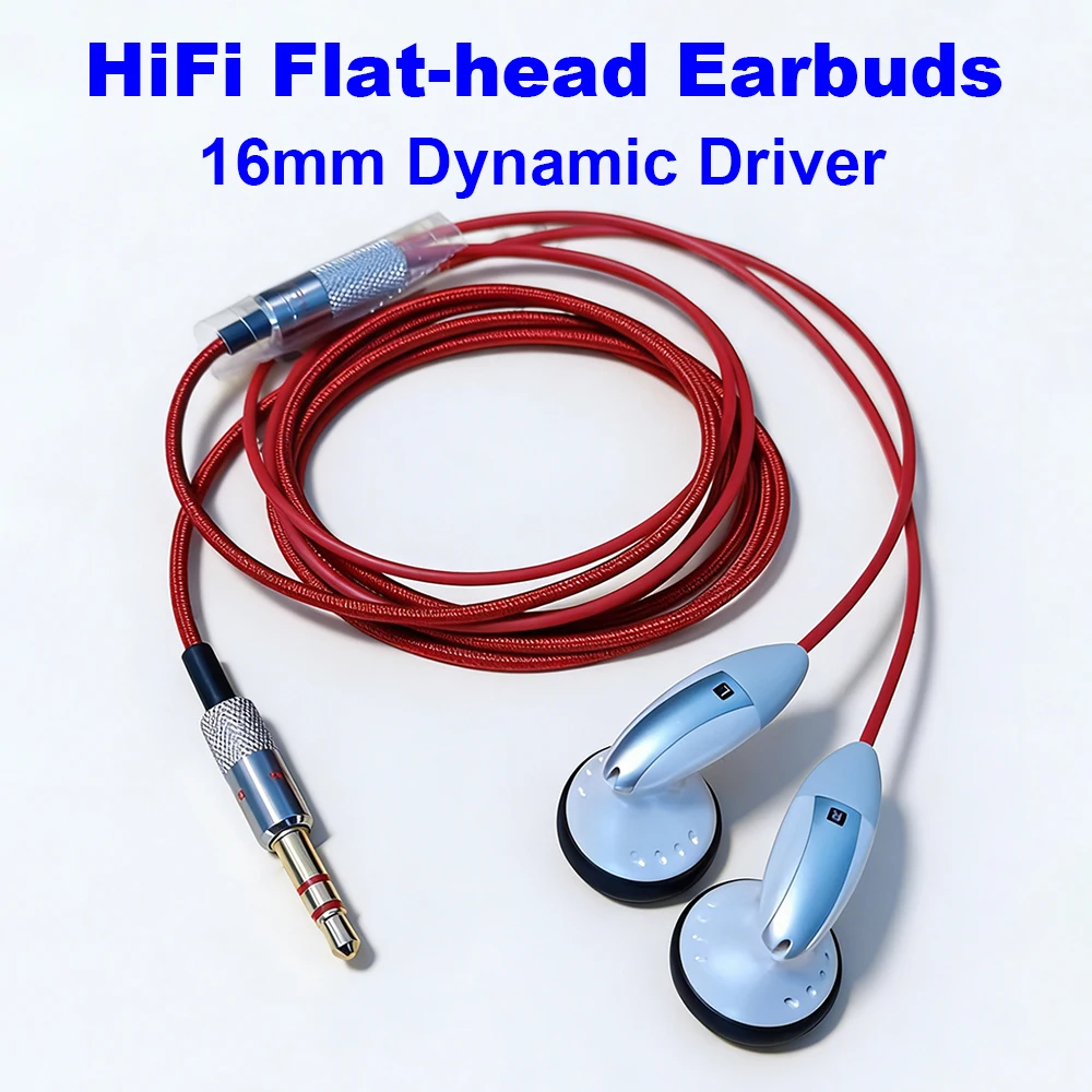 

Проводные Hi-Fi наушники-вкладыши с плоской головкой, 16-мм динамический драйвер, для аудиофилов и музыкантов, 3,5 мм