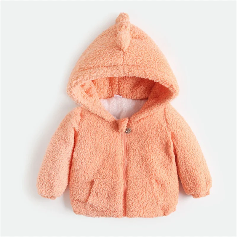 2024 Boys Padded Thickened Outerwear Girls Winter Warm Hooded Solid Color Coat Autumn Children New Casual Cotton Clothes 12M-5Y