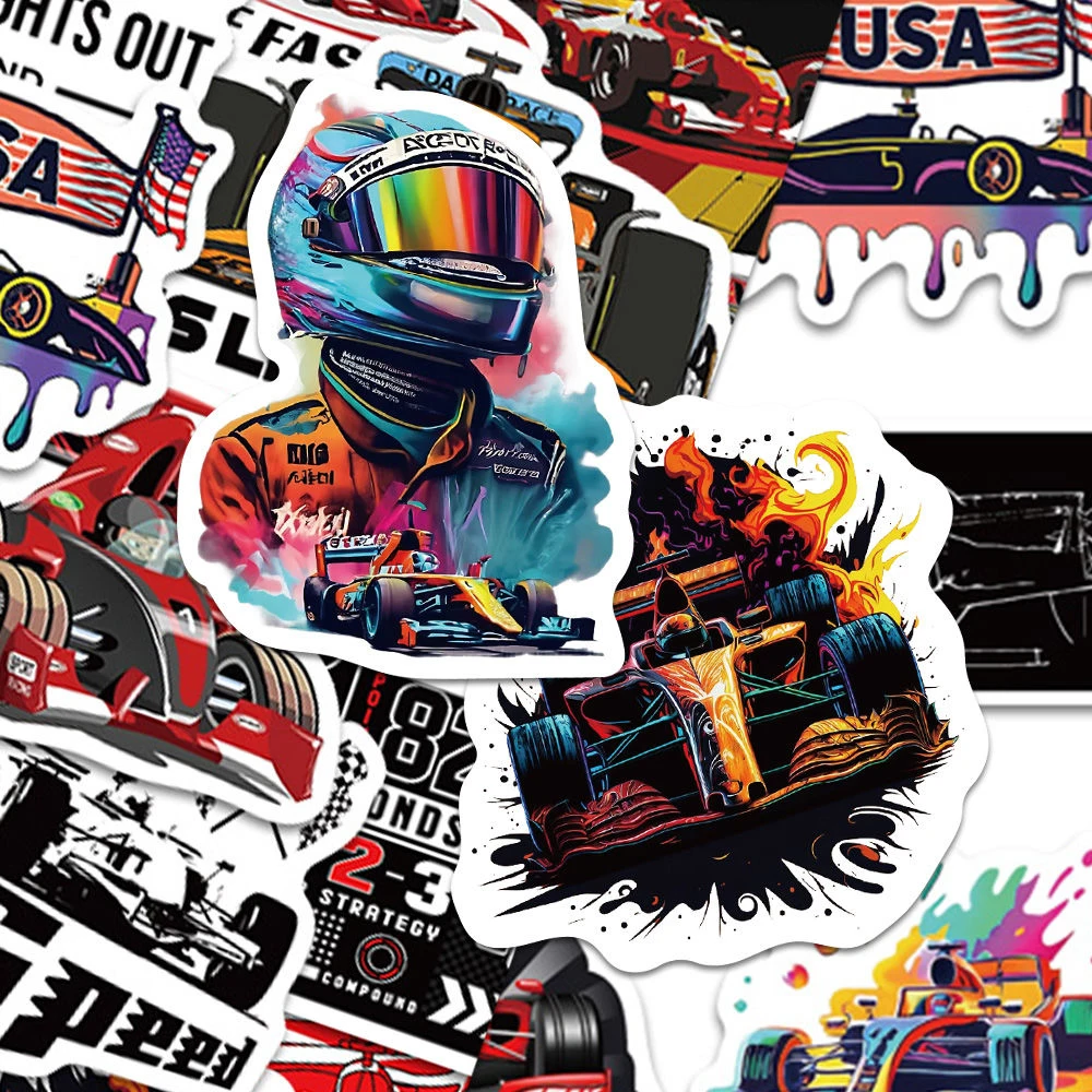 

10/30/50pcs Cool Cartoon Speed Racing Car Stickers Decals DIY Skateboard Luggage Scrapbook Guitar Waterproof Decoration Sticker