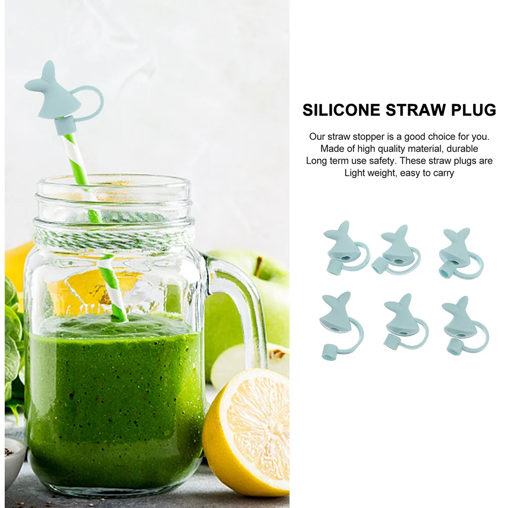 

1Set Silicone Straw Plug Dolphin Tail Shape Straw Tips Cover Leakproof Seal for 6-8mm Drinking Straws Outdoor Use