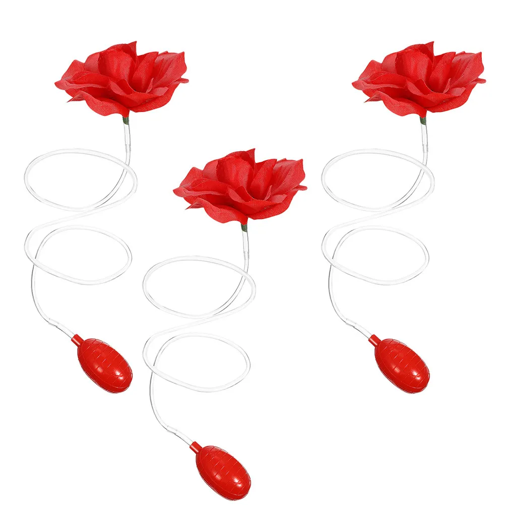 

3Pcs Funny Squirting Rose Brooch Reusable Fake Rose Pin for Party Tricks Halloween Office Pranks Water Spray Flower Interactive