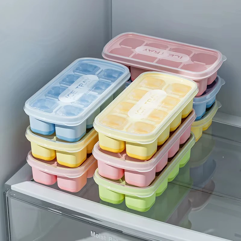 Bandeja de silicone para fazer cubos de gelo, 8 grades, molde para sorvete, freezer, bola de creme, reutilizável, uísque, coquetel, ferramentas de bar, 1 peça