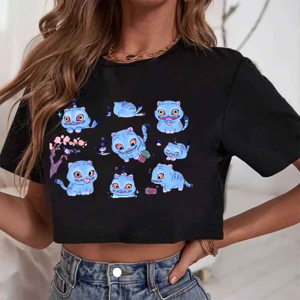

Kpop Demon Hunters 2025 Derpy Tiger Crop Top Sexy Shirt Girls T-shirt for Fans Gift