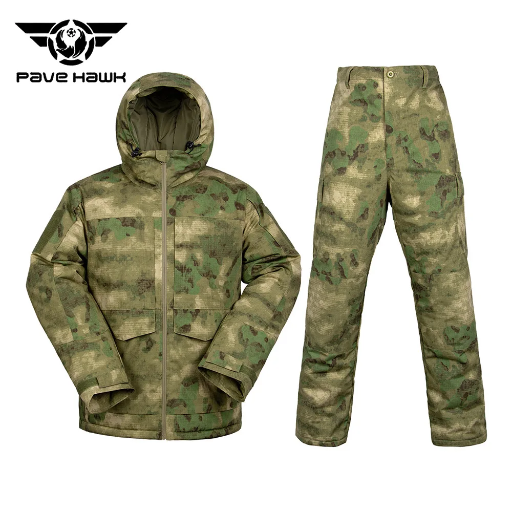 

Men Tactical Camouflage Set Winter Warm Waterproof Hood cotton Jackets Multi-pockets Windproof Pants Outdoor Hiking Combat Sets