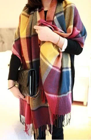 Plaid Winter Female Lattice Imitation Cashmere Scarf Autumn And Winter Thick Fashion Warm Casual Ladies Wild Scarf Shawl