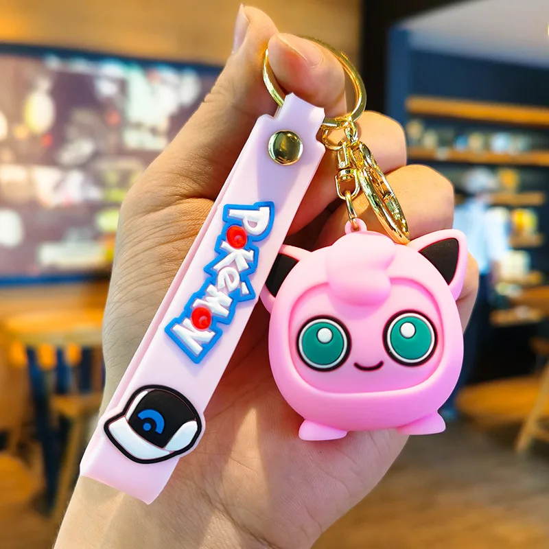 Kawaii pikachu pokemon schlüssel bund psyduck schlüssel ring puppe quirl tasche anhänger charme leon autos chl üssel ring eevee gengar spielzeug