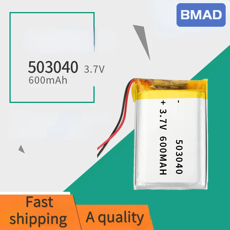 

503040 3.7v 600mah High Energy Density Polymer Lithium Battery Cell Suitable For Bluetooth Earphones Electric Toys