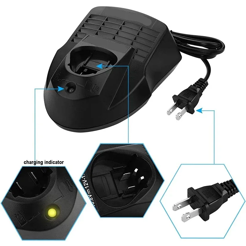 Carregador de Bateria Li-ion 12V Compatível com Furadeira Elétrica Bosch BAT411 BAT412 TSR1080 GSR10.8 Acessório de Ferramenta
