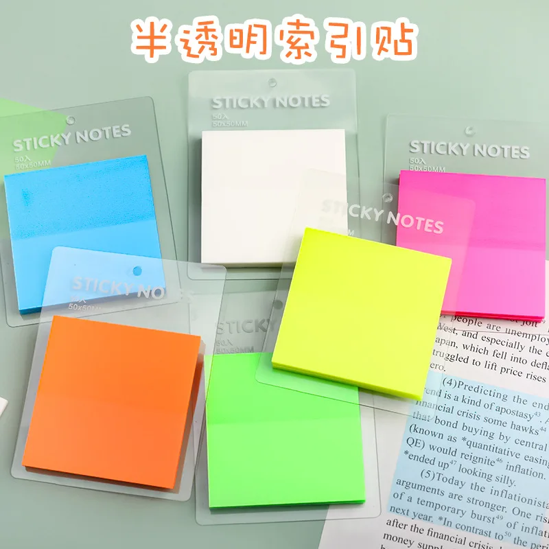 50PCS Waterproof Transparent Sticky Notes Memo Pad 50 Sheets Stickers Daily To Do List Note Paper for Student Office Stationery