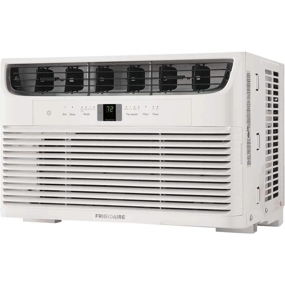 Aire acondicionado montado para habitación, 6.000 BTU con ventilador de varias velocidades, modo de reposo, temporizador programable, en blanco