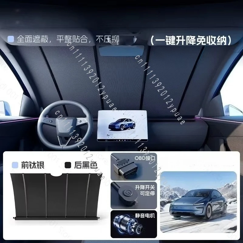Retractable Front Windshield Sunshade Summer Heat Insulation Sun Shade Cover Compatible with Model 3 Y X Car Accessories