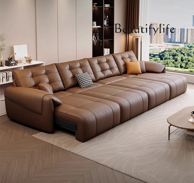 New Italian minimalist wall electric multi-functional elephant ears home living room leather sofa bed