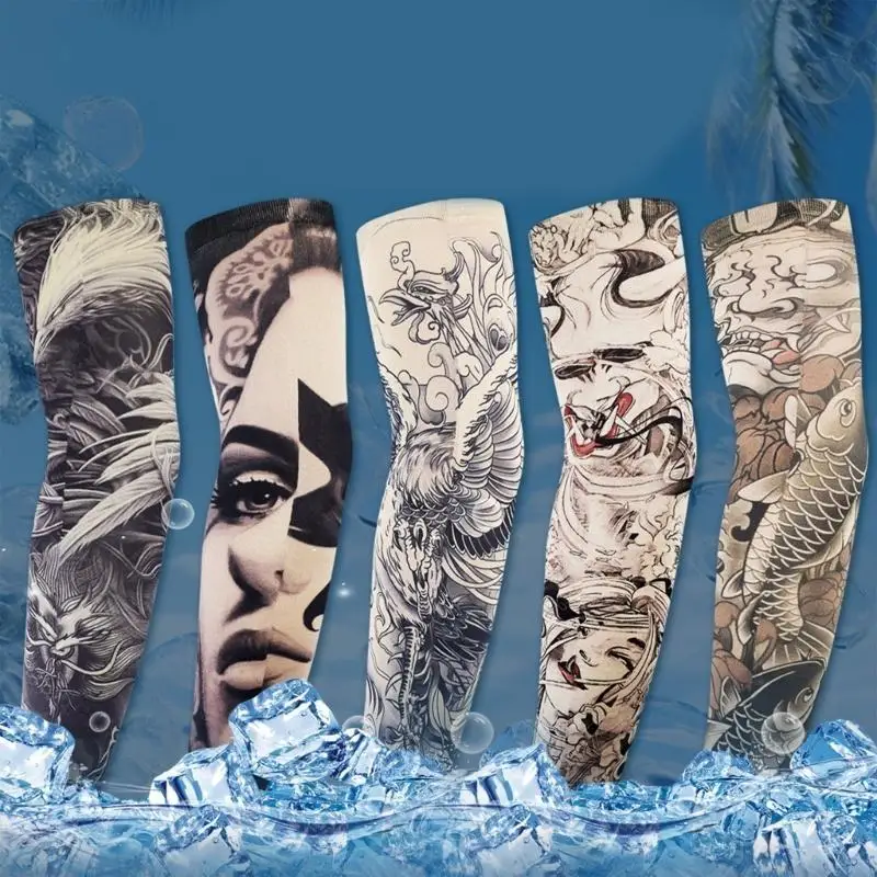 Temporary Pattern Arm Sleeves for Outdoor Sports - close-up view