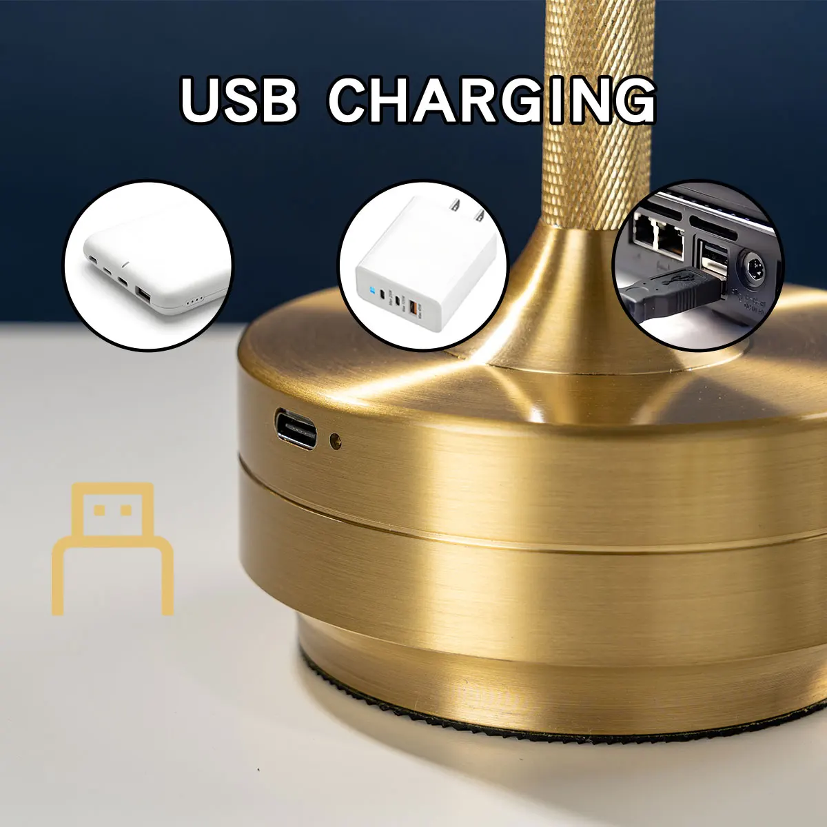 Aluminum Alloy Simple Decorative Lamp LED Night Light Infinitely Dimmable Atmosphere Retro Portable Rechargeable Touch Desk Lamp