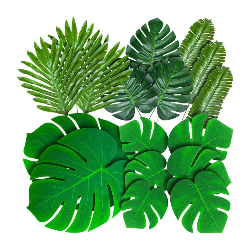 88 Pack Palm Leaves Tropical Palm Luau Party Monstera Stems For Safari Jungle Hawaiian Birthday Theme Palm Leaves