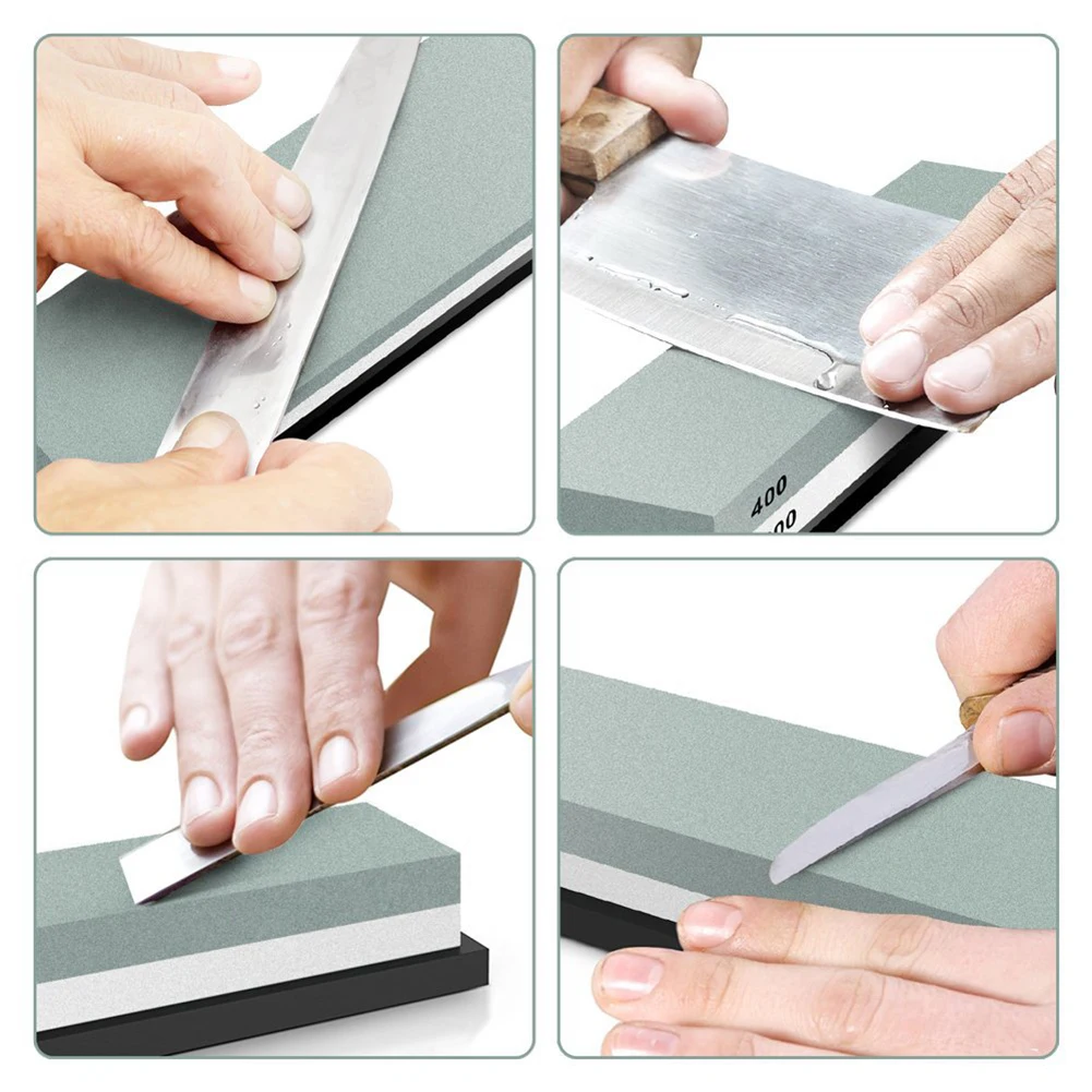 Whetstone, 2-IN-1 Sharpening Stone 400/1000 Grit Waterstones, Knife Sharpener Rubber Stone Holder Included