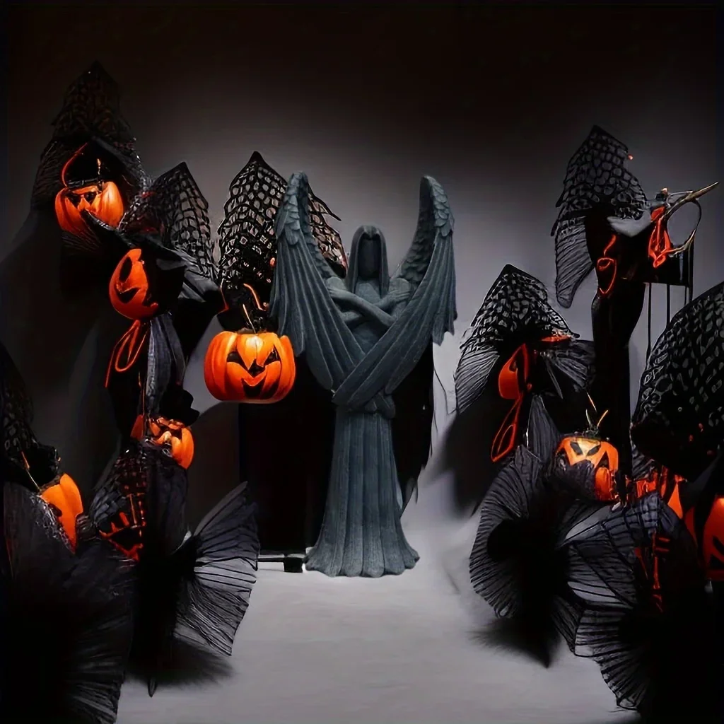 Halloween Dark Angel Statue Resin Crafts Ornament Guardian Angel Sculpture Home Office Desk Bookshelf Indoor Outdoor Decoration