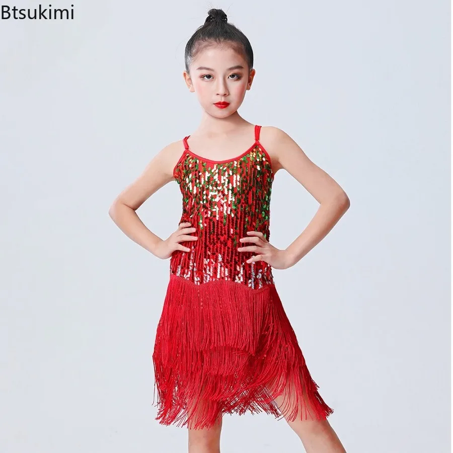 جديد اللاتينية فستان رقص الفتيات ملابس رقص تشا تشا الاطفال التانغو تنورة كرنفال ارتداء Dancewear السالسا ازياء شرابة فستان رقص