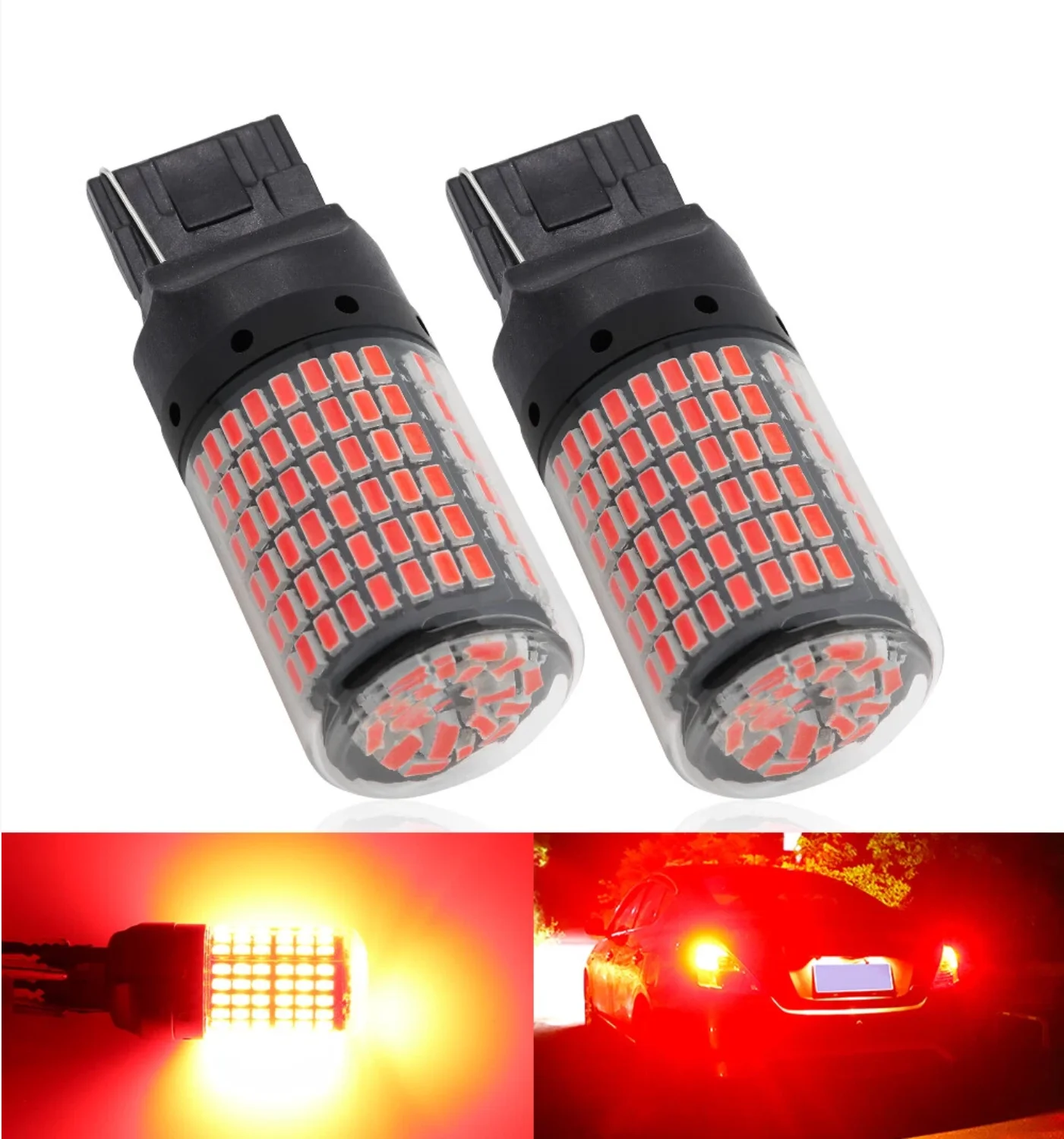 

2X красные светодиодные лампы 7440 T20 144SMD Canbus для заднего хода, стоп-сигналов и габаритных огней автомобиля