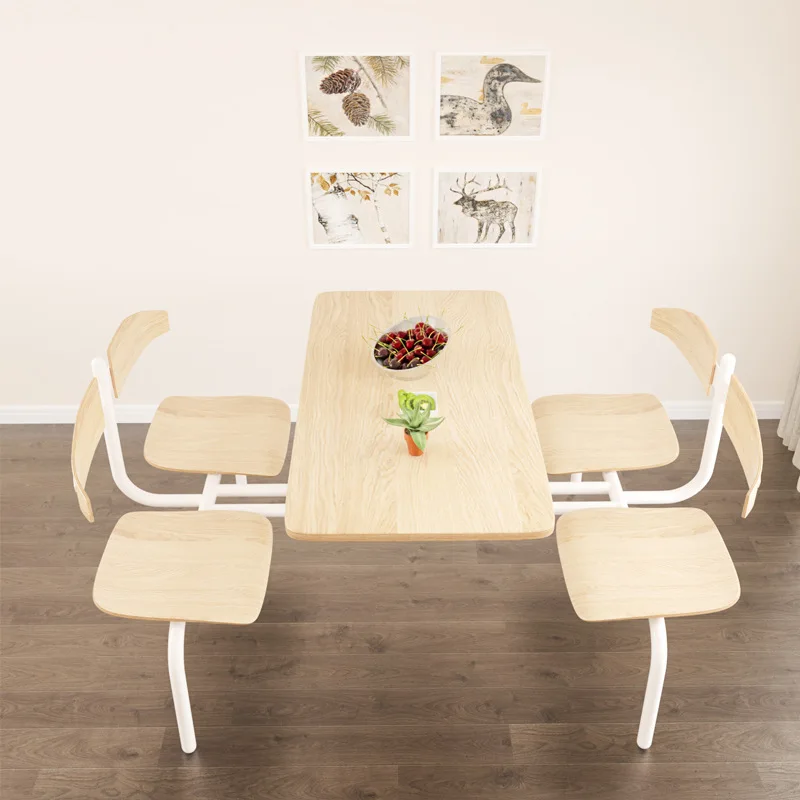 Dining table and chairs in the dining hall, student school, restaurant, dining hall, rectangular Chinese four-person enterprise