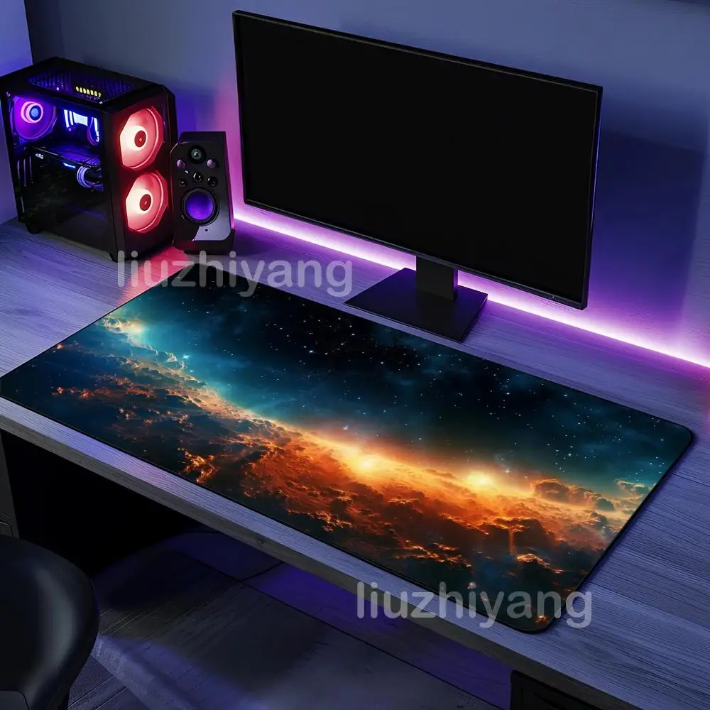 

Коврик для мыши Nebula Galaxy, большой, для компьютера, офиса, игр, XXL, резиновый, противоскользящий, с прошитыми краями, моющийся, для клавиатуры и стола
