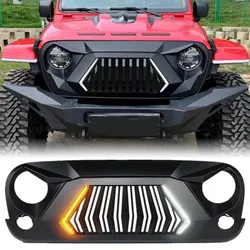 Car Accessories Front Grill For Jeep Wrangler JK 2007-2017 JKU Unlimited Rubicon Sahara Exterior Parts Grille With Led Light