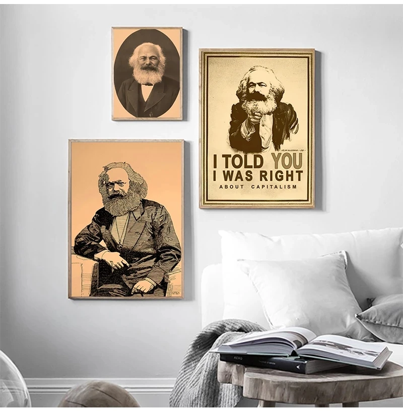 Funny Marx Canvas Painting Vintage Wall Art Pictures Posters Print Room Home Decoration Gift Socialism Communist Politician