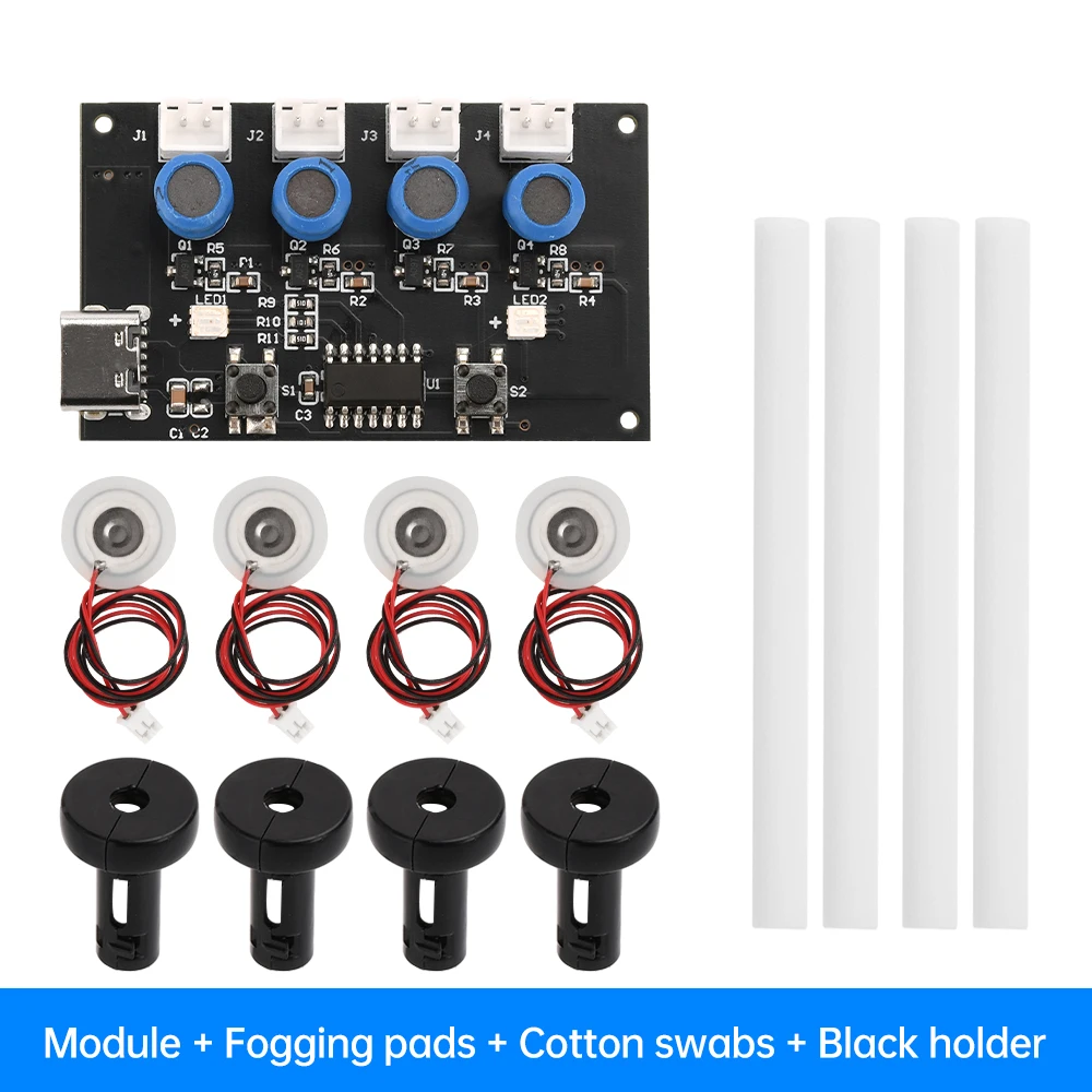 Módulo humidificador de iluminación de ambiente colorido, tablero de Control de atomización, nebulizador ultrasónico DIY, DC5V, 4 pulverizadores, segunda generación