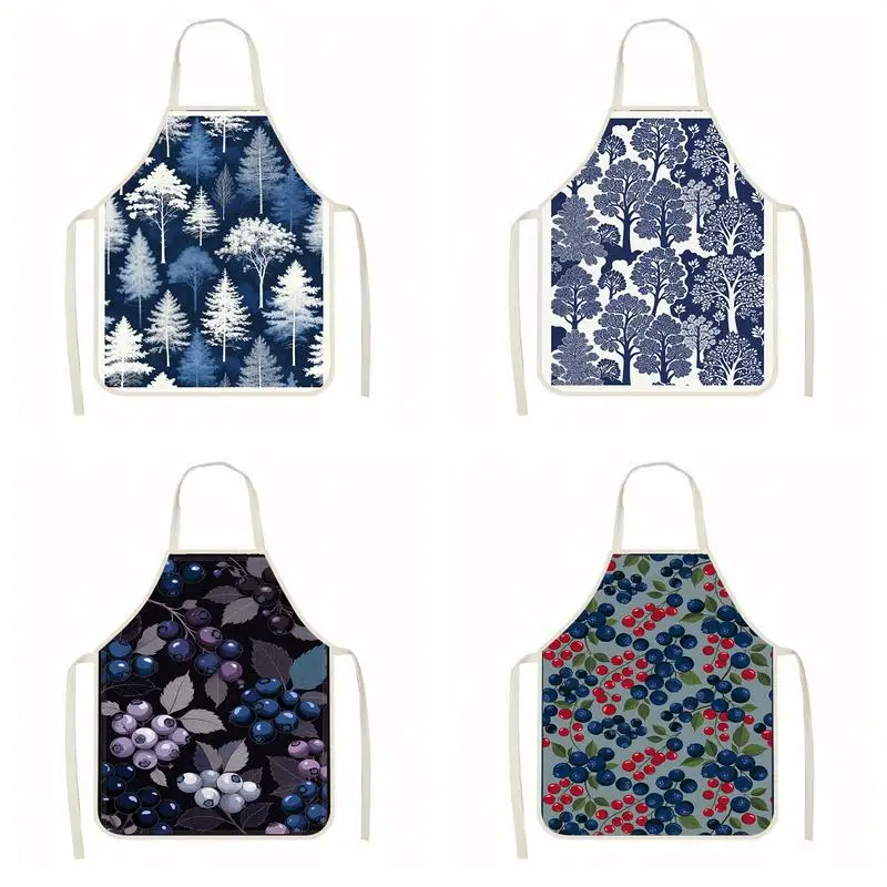 

Floral Pattern Aprons Linen Apron, Suitable For Kitchen Cooking, Parent-Child Interaction, Painting And Other Scenarios