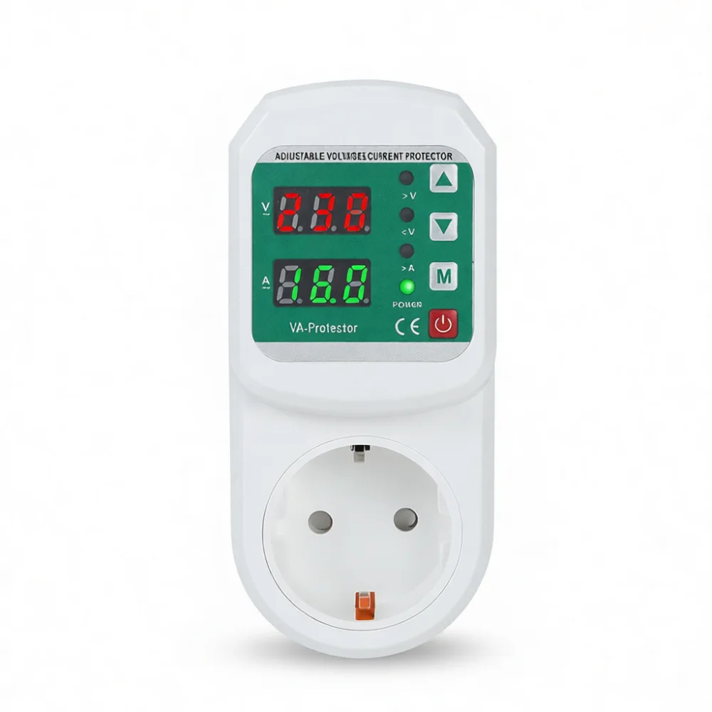 Smart Protection Socket 16A EU Standard Voltage Current Regulator Safety Guard For Fridge Motor Overload Control