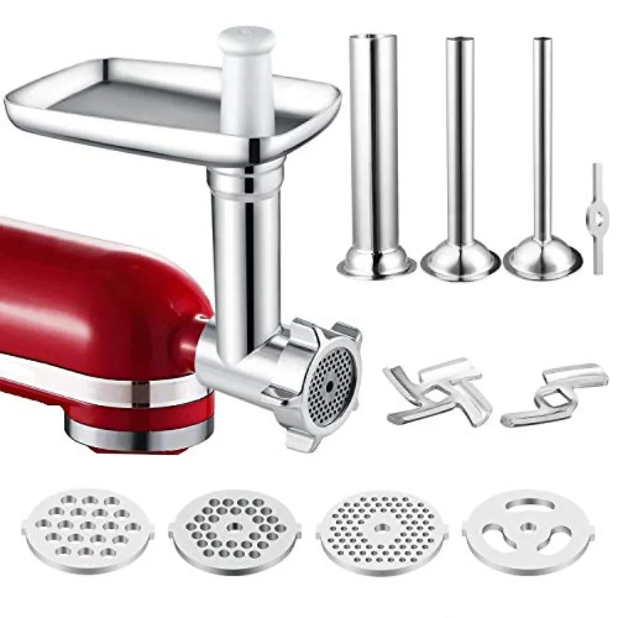 

Насадка для мясорубки для миксеров KitchenAid, в комплекте 3 насадки для колбас и 4 металлические фриттинговые диски
