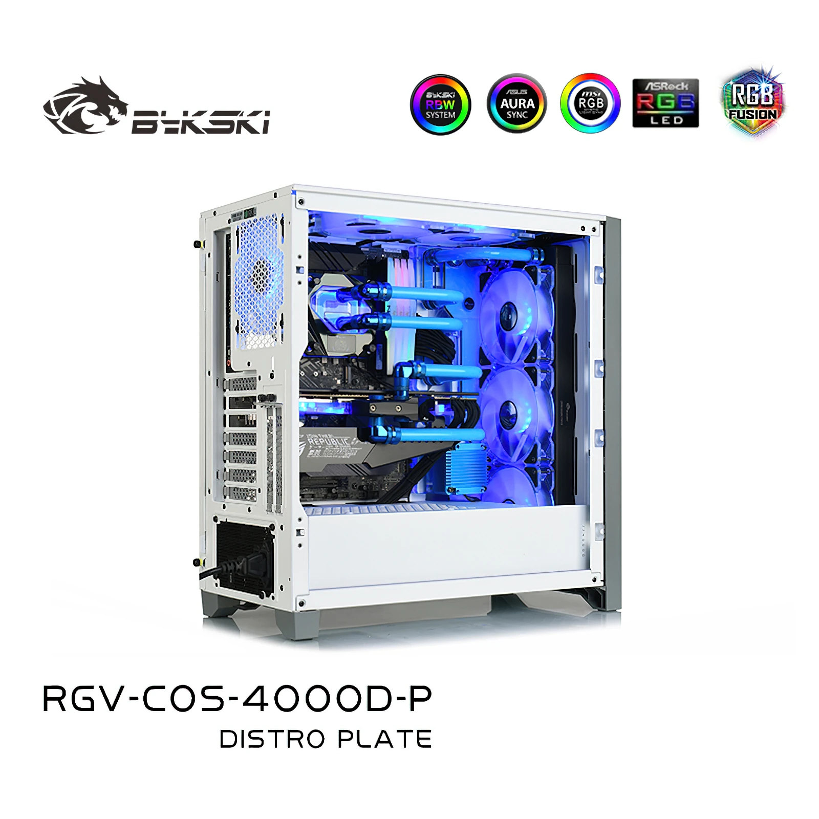 Bykski Distro Plate Water Cooling Kit for CORSAIR 4000D Chassis Case CPU GPU RGV-COS-4000D-P