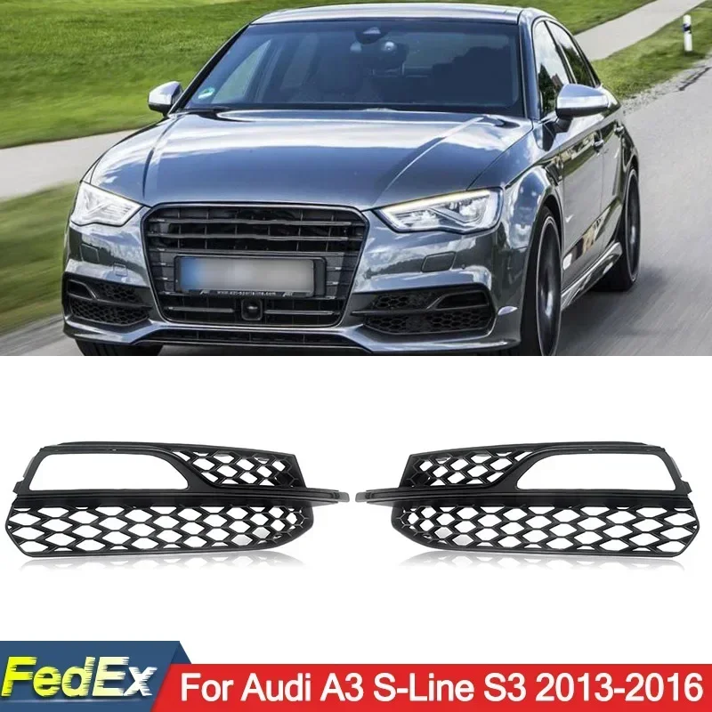 

For Audi A3 S-Line S3 2013-2016 Front Lower Bumper Fog Light Cover Grille Pair