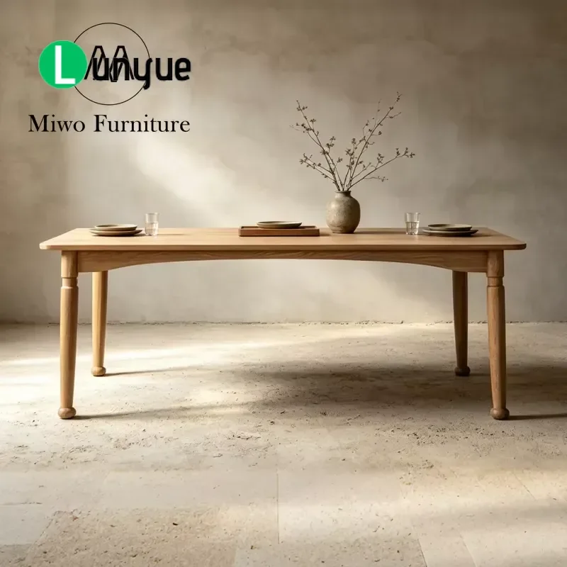 Luxury Modern Japanese Oak Solid Wood Dining Table and Chairs Set 4 6 8 Seater Rectangular Classic Home Furniture Wholesale