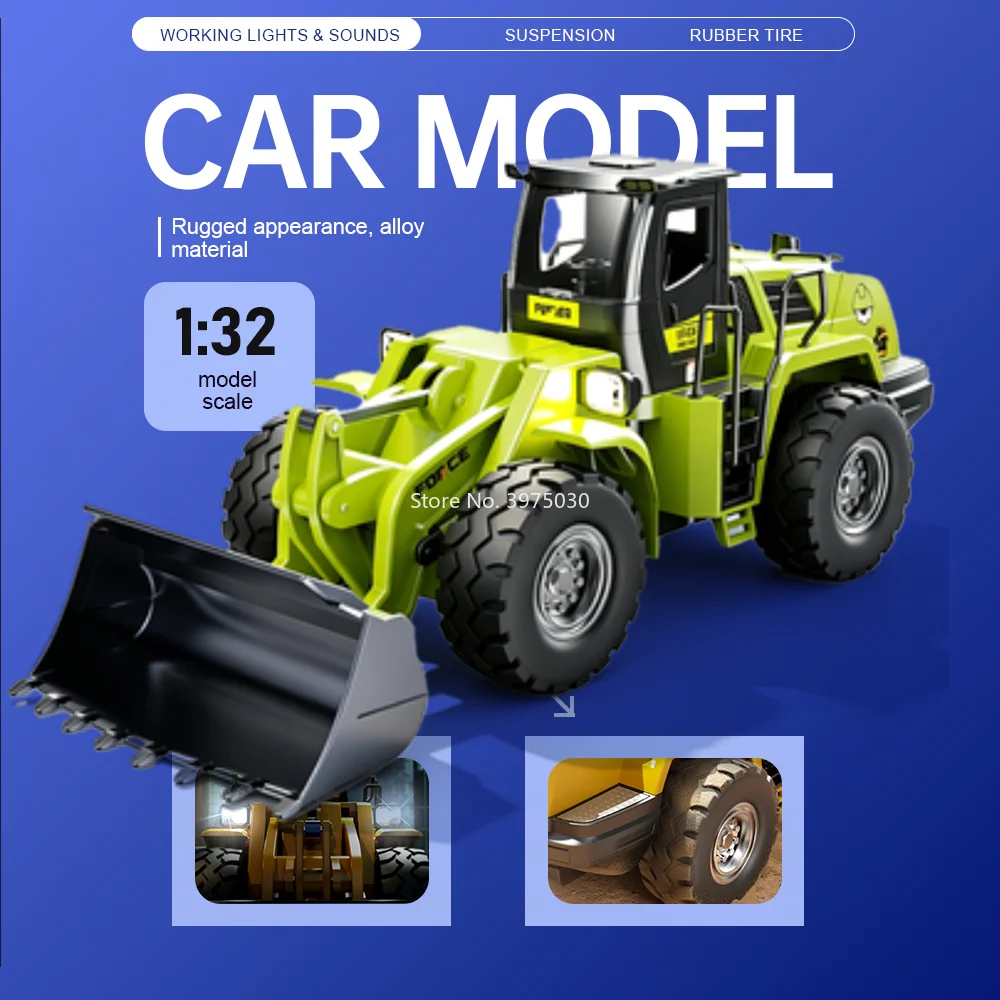 

1:32 Spray Engineering Vehicle Alloy Miniature Car Toy Diecast Model Doors Opened with Sound Light Rubber Tire Vehices Kid Gifts