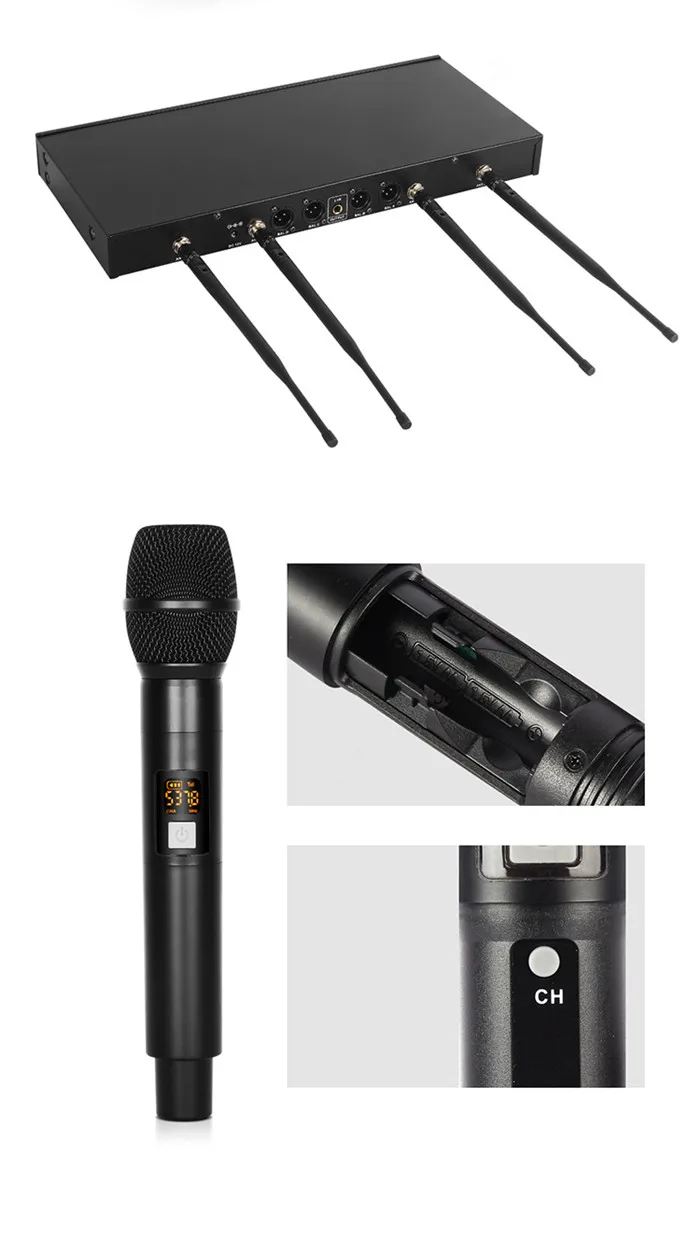 TKG sistema de micrófono Inalámbrico uhf, equipo de audio de escenario de karaoke Profesional, rendimiento de 4 canales