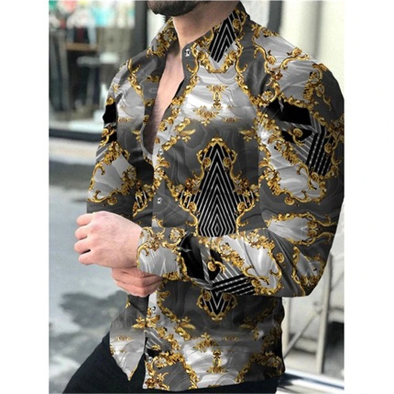 Men's Shirt Pattern Shirt 3D Printing plus Size Street Daily Long Sleeved Fashion Street Clothing Fashion Casual Breathable