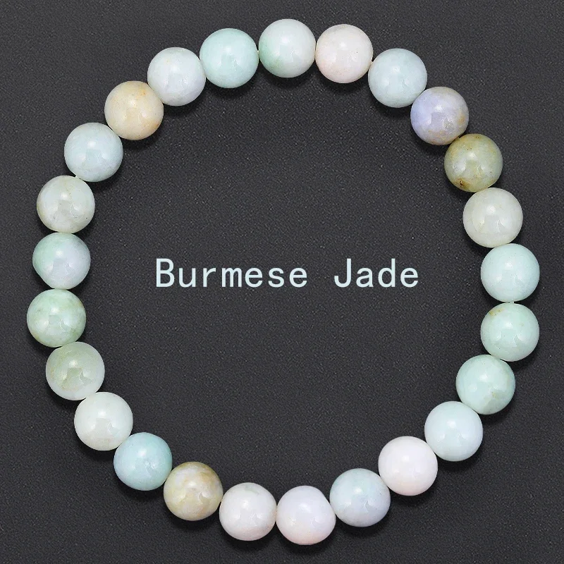 AA Natürliche burmesische Jade Runde Perlen Armband Frauen Stein Schmuck Edelstein Geschenk handgemachte Strang Armbänder handgemachte Schmuck
