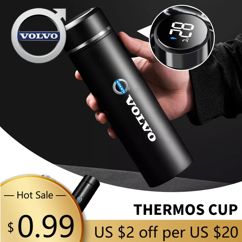 

Hub Caps Car Logo Thermos Leakproof Cup Portable Bottle Auto Accessorie For Volvo Rdesign V60 V40 XC90 S60 C30 XC60 V50 V70 S90