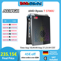 ACEMAGIC S3A MINI PC AMD Ryzen 7 5700U Processor RAM 32GB DDR4(Up to 64GB)512GB SSD Dual Channel 8 Cores/16 Threads Wifi6 BT5.2