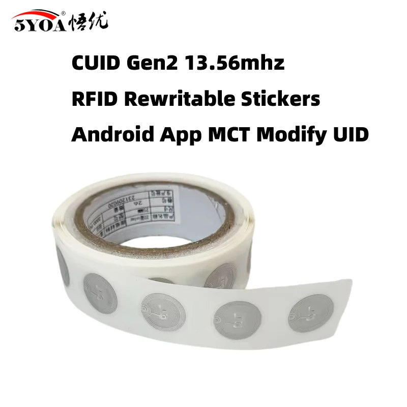 5YOA CUID Tag Sticker Wet Inlay Gen2 Sector 0 Block 0 UID Rewritable 13.56Mhz 1K S50 RFID Smart NFC Clone Changeable IC Replica