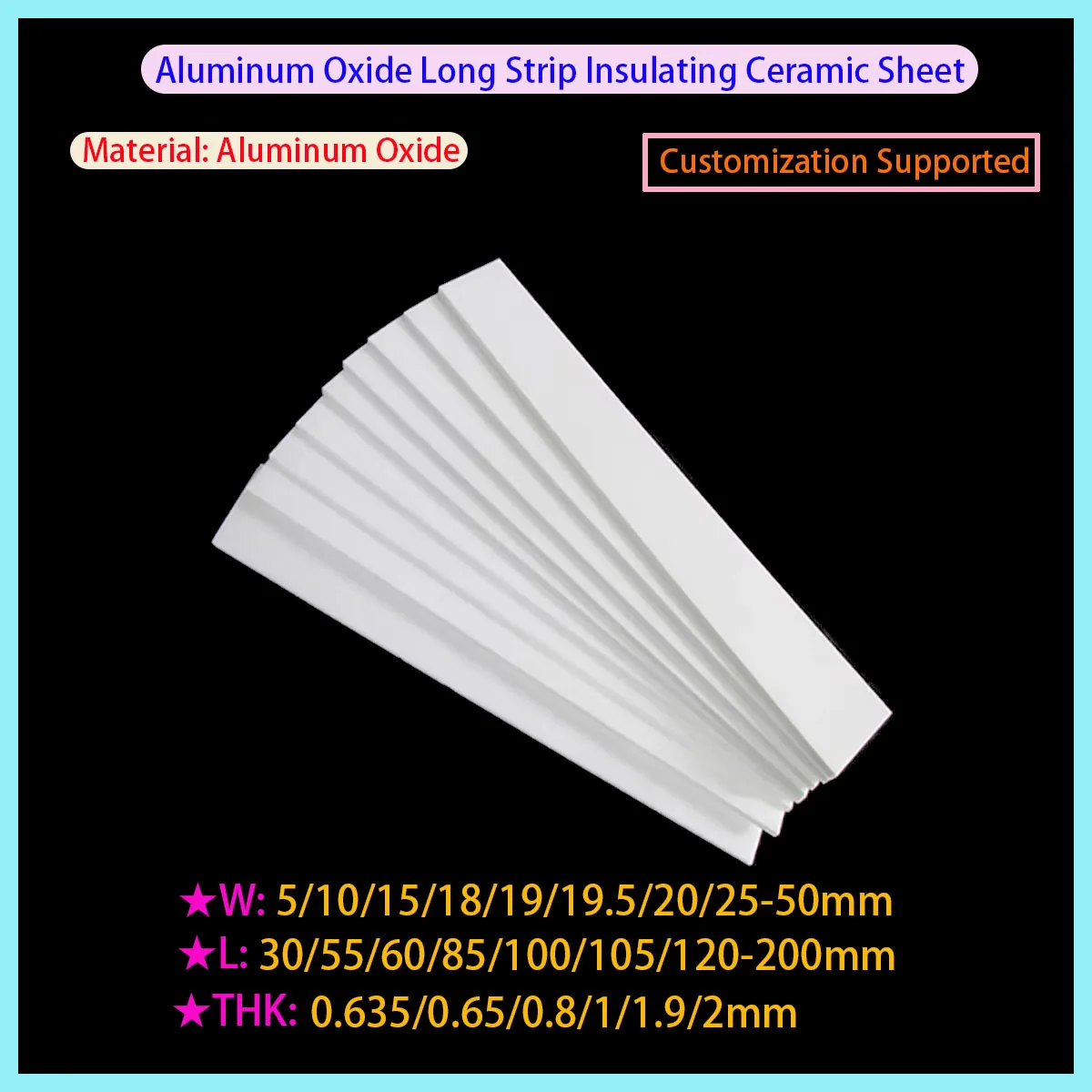 

Alumina Ceramic Strip Insulating Sheet 50x100x1/19x148/20x100 High Temperature Resistant