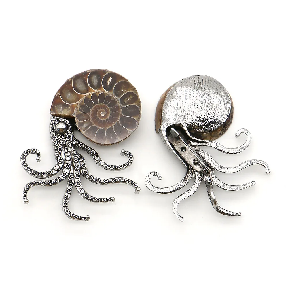 

Vintage Natural Shell Pendant Octopus Shape Brooches Dual Purpose Charms for Jewelry Pendant Making DIY Necklace Accessories