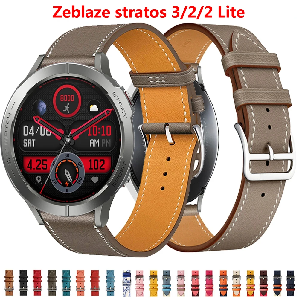 

22mm Leather Band for Zeblaze Stratos 3 2 Smart Wristband Quick Releas Strap for Stratos2 Correa Bracelet Watches Accessories