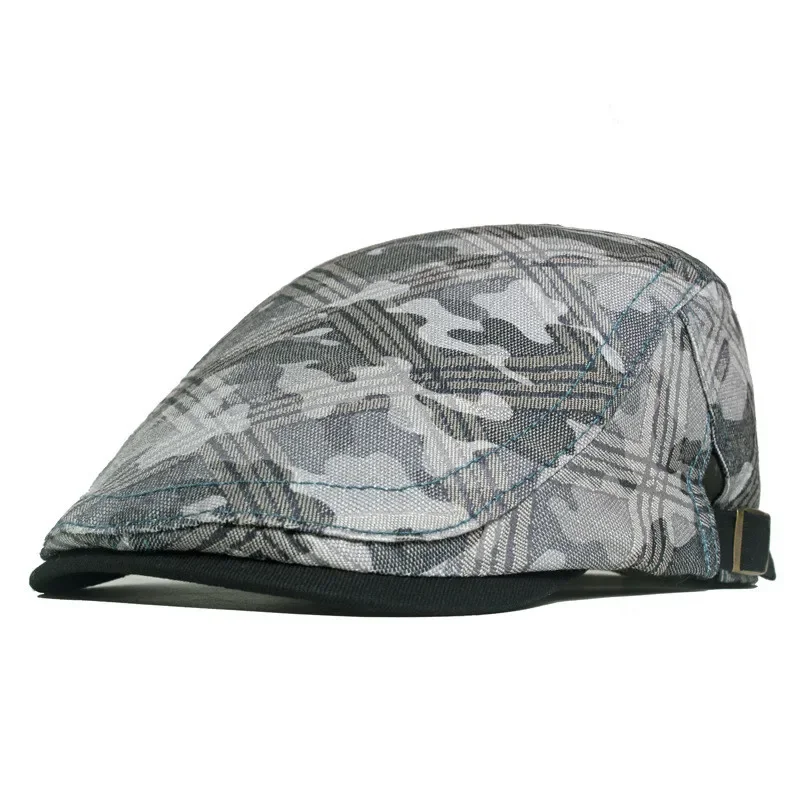 Spring Cotton Camouflage Print Newsboy Caps Flat Peaked Cap Men and Women Painter Beret Hats 167