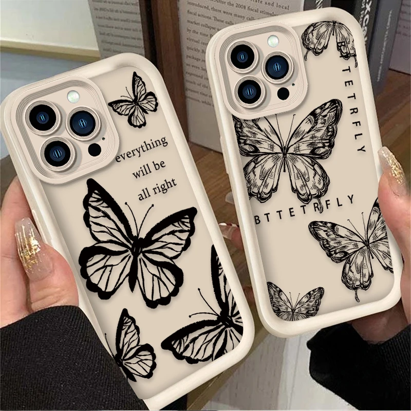 حافظة ناعمة على شكل فراشة حالمة لهاتف آيفون 16 15 14 13 12 11 Pro Max X XS X S Max XR SE 2020 7 8 Plus هاتف مقاوم للصدمات من السيليكون #2