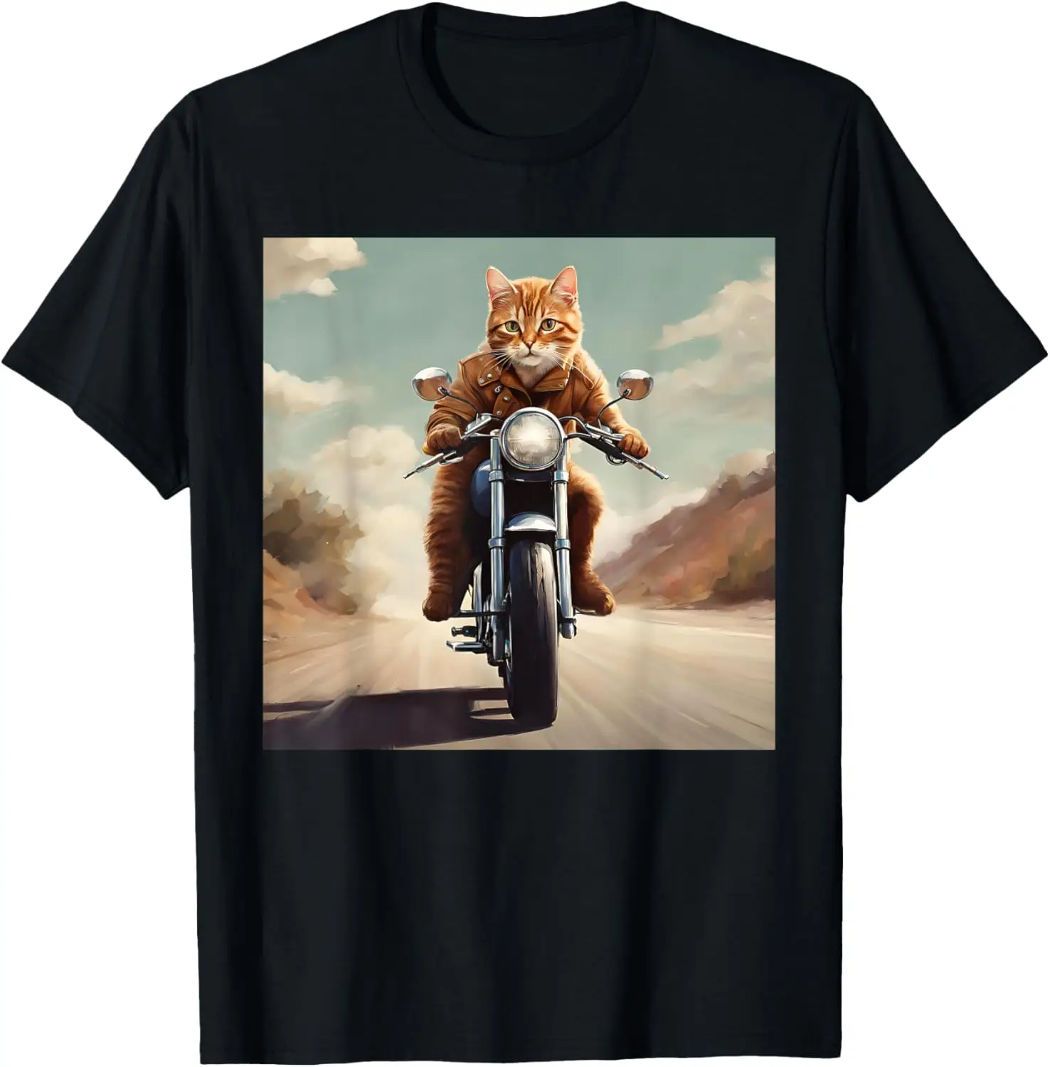 

Vintage Cat Motorcycle - Cat Drives Cool Motorcycle T-Shirt