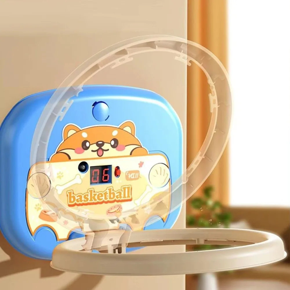 Faltbares Baby-Basketball-Spielzeug-Set, Cartoon-Tier, ohne Bohren, Installation, Mini-Basketballkorb, aufblasbarer Ball, scorebrett