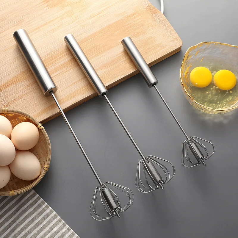 

Handheld Egg Beaters Stainless Steel Hand Pressure Rotating Semi-automatic Mixer Eggbeater Kitchen Cooking Egg Tool