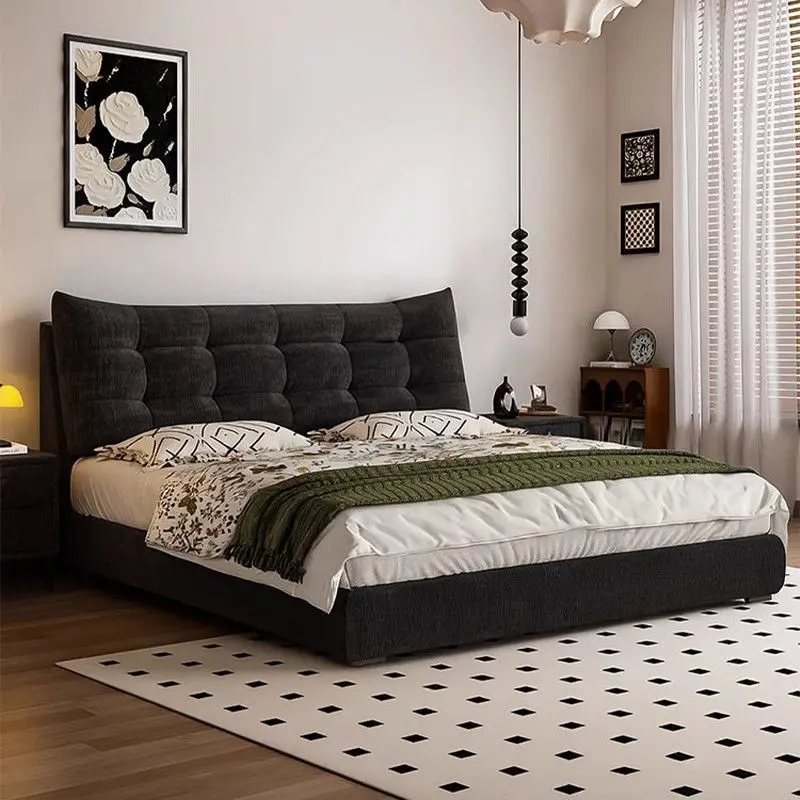 

Queen Nordic Unique Bed Cabinets Upholstered French Lounge Bed Bedroom Sleeping Frame Mobili Per La Casa House Accessories